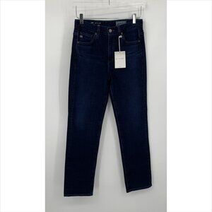 AG Adriano Goldschmied Saige high rise straight leg jeans dark blue 360 new 26
